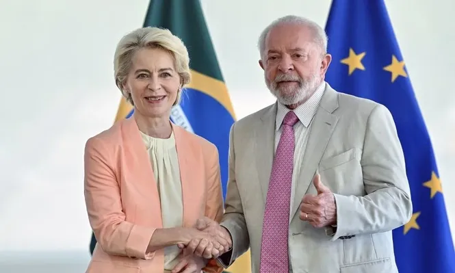 Lula da Silva en su entrevista con la presidenta de la Comisión Europea, Ursula von der Leyen