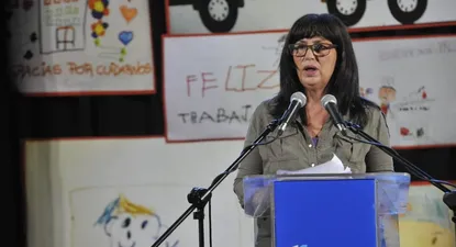 La diregente Flor de Liz Feijoo durante el acto virtual del sábado 1° de mayo.