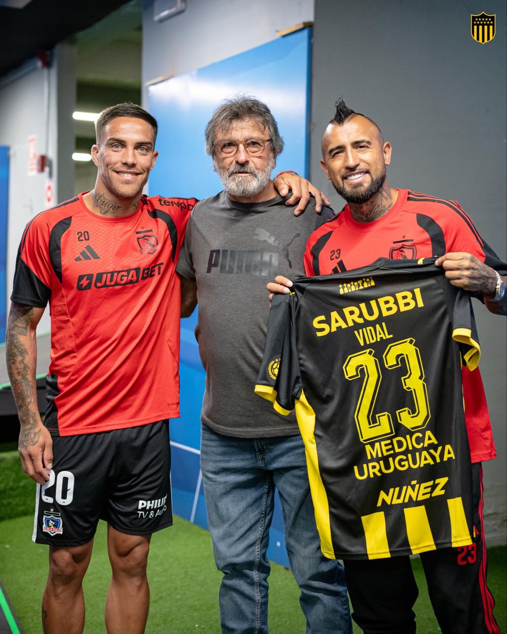 Javier Méndez, Walter Olivera y Arturo Vidal