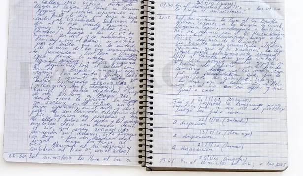 Uno de los cuadernos del ex chofer Oscar Centeno