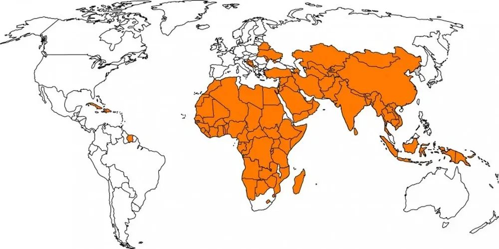 En color los países a los que Uruguay les pide visa