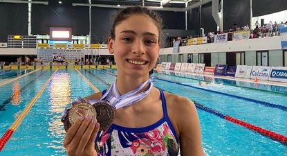 El Observador | 20240921 Angelina Solari en el Sudamericano juvenil de natación. Foto: Instagram @ange._solari