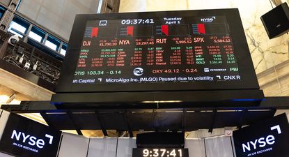 Las cifras del mercado bursátil en el parqué de la Bolsa de Valores de Nueva York.