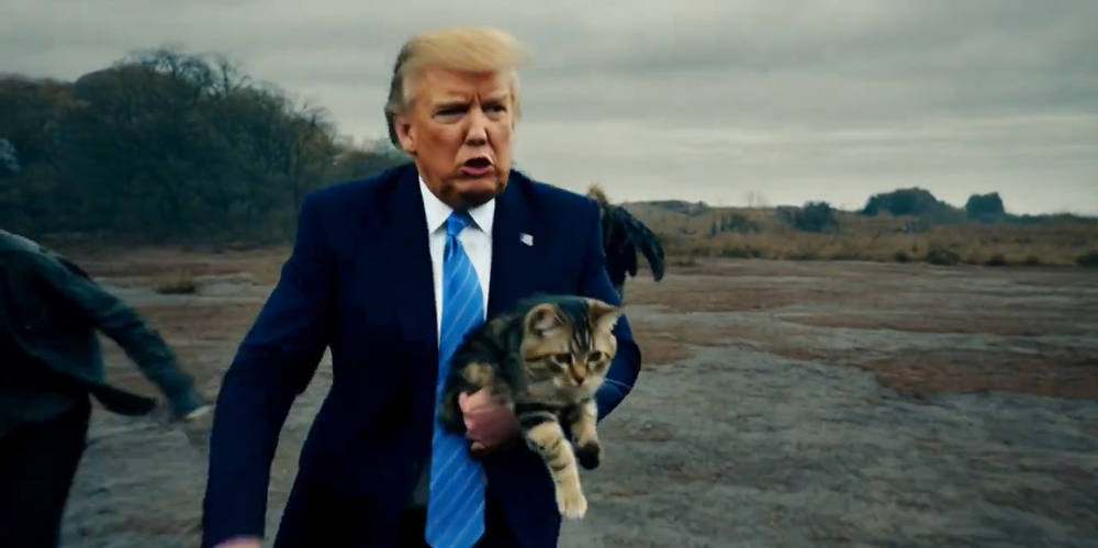 Imagen generada con IA en la que se ve a Trump rescatando a un gato