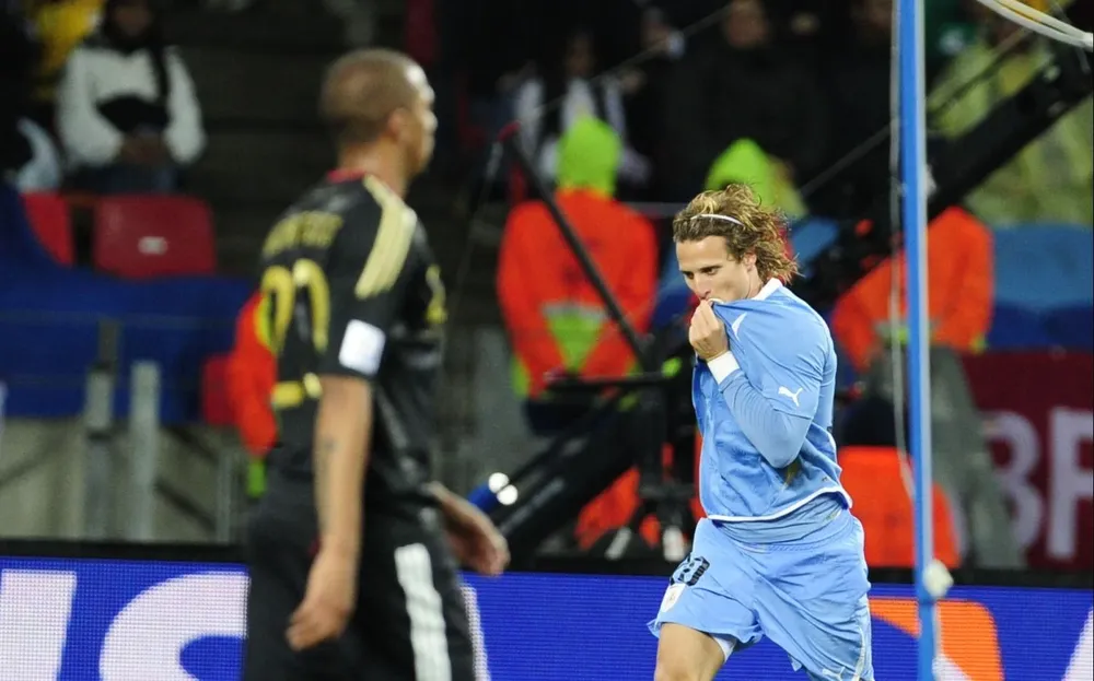 El festejo de Forlán ante Alemania