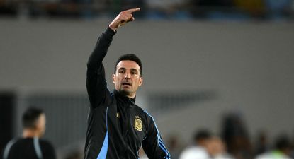 Lionel Scaloni, técnico de Argentina, en el partido ante Brasil por Eliminatorias