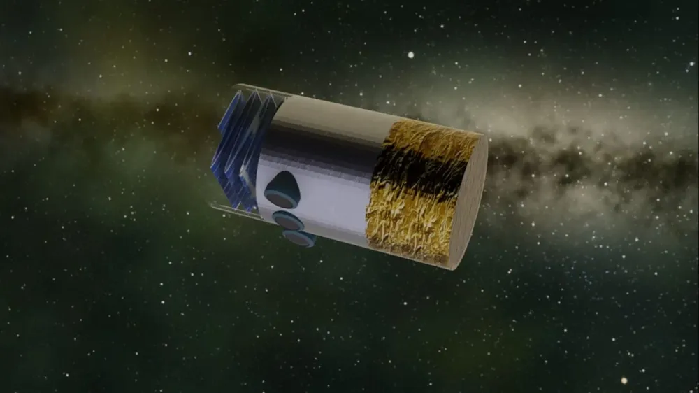 Render que muestra cómo se verá el satélite en el espacio.