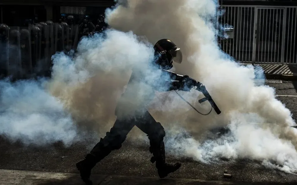 Miembro de la Guardia Nacional durante una manifestación opositora en Venezuela.