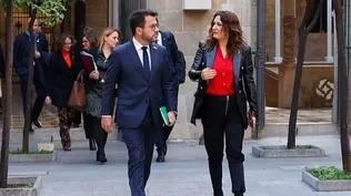 El presidente de la Generalitat, Pere Aragonès, y los consejeros de su Gobierno