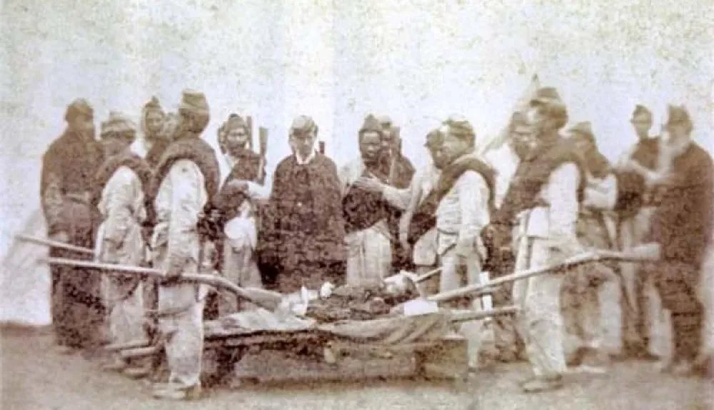 Muerte de León de Palleja, en el campo de batalla de Boquerón, Paraguay