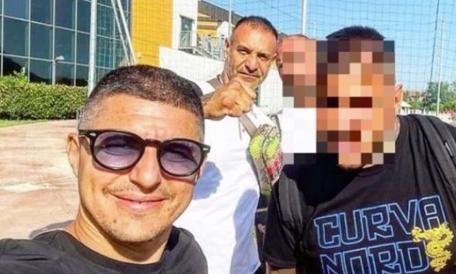 Andrea Beretta, jefe de los ultras del Inter, y Andrea Bellocco, de lentes