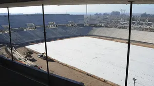 La vista del futuro estadio aurinegro desde uno de los futuros palcos