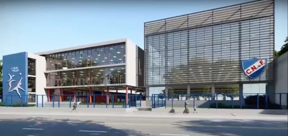 Una proyección de la fachada del Club Social de Nacional