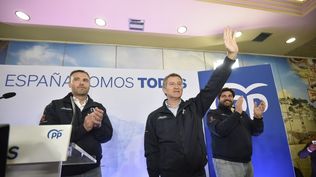 El presidente del PP de la Región de Murcia, Fernando López Miras, juntocal presidente nacional de su partido, Albert Nuñez Feijóo, en Caravaca de la Cruz.