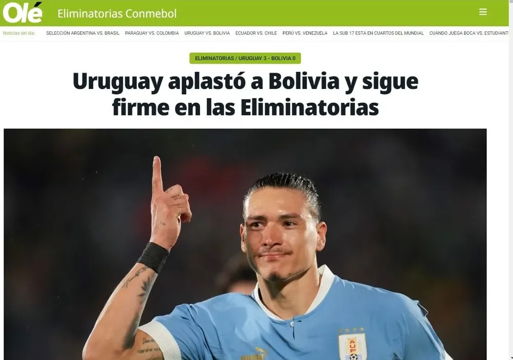 La porta del diario Olé