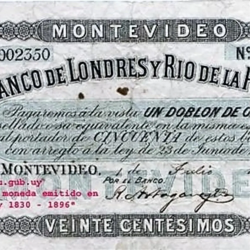Billete emitido por el Banco de Londres en 1865