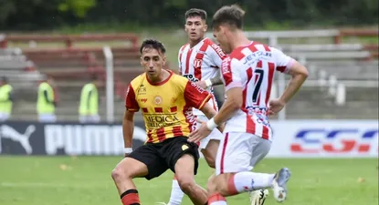 Alejandro García y Joaquín Lavega en el 2-2 de Progreso vs River Plate