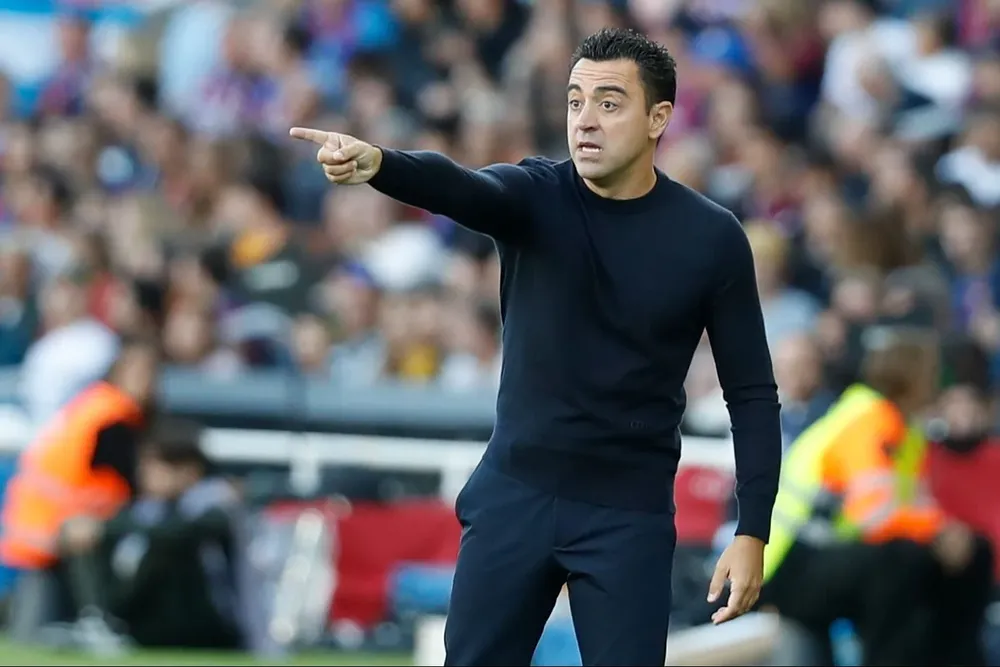 Xavi en rueda de prensa.