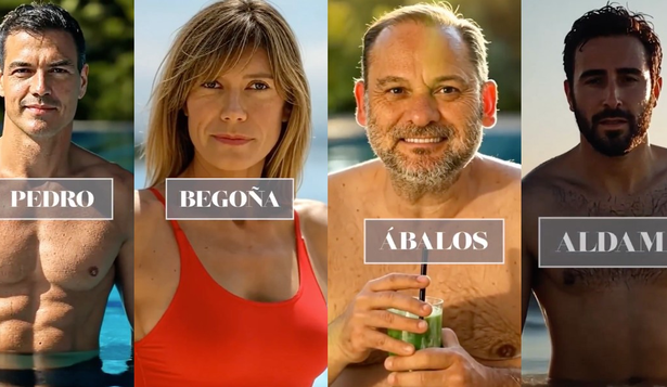 Pedro Sánchez, Begoña Gómez, José Luis Ábalos y Víctor de Aldama, recreados con inteligencia artificial en un video del PP.