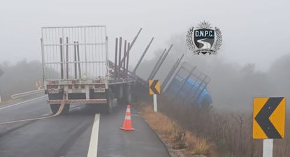 un camion despisto en rivera y termino al costado de la ruta 27: no hubo lesionados pero si afectacion de transito