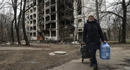Edificios en la capital ucraniana destruidos. Foto del miércoles 30 de marzo.