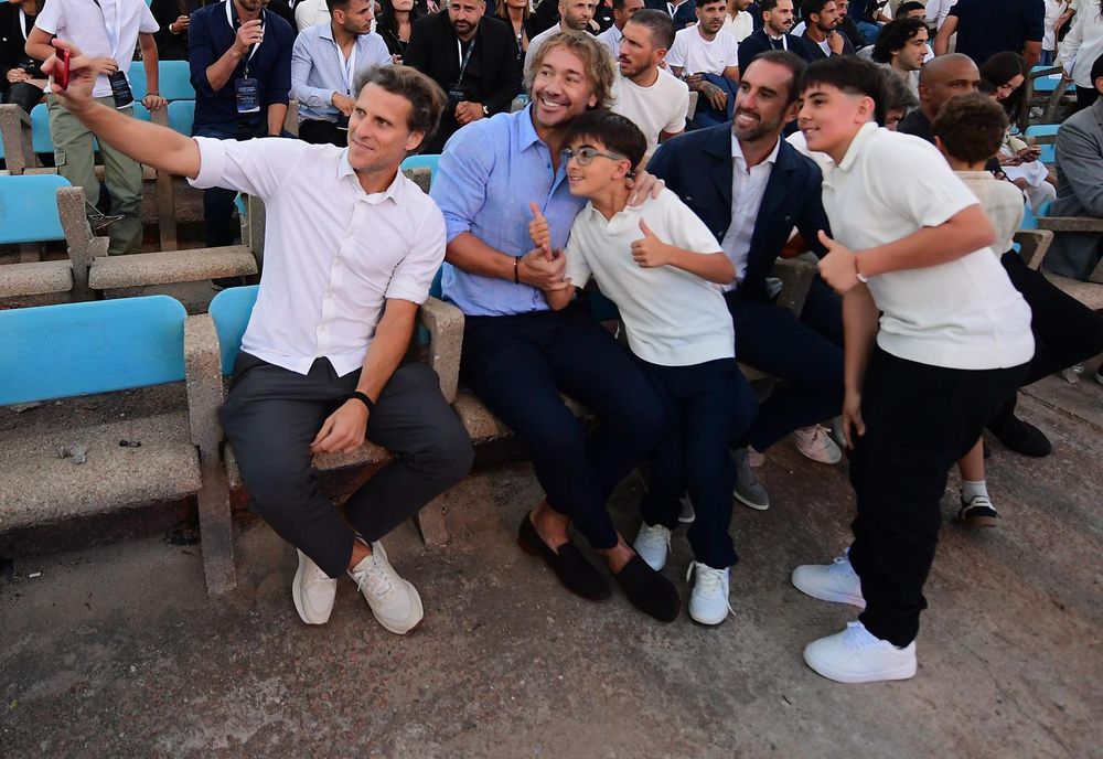 Forlán, Godín y Lugano en el evento de la Mutual
