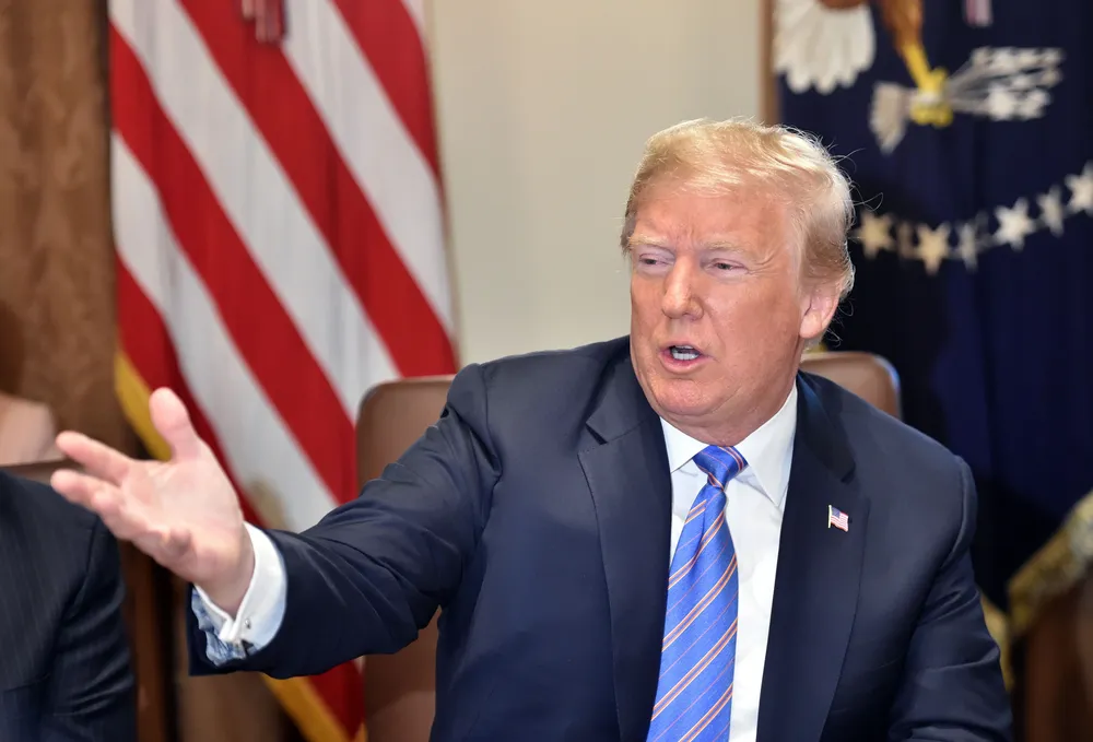 US President Donald Trump speaks during a cabinet meeting on July 18, 2018, at the White House in Washington, DC. / AFP / Nicholas Kamm
