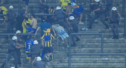 graves incidentes entre la policia de brasil y los hinchas de rosario central: hay nueve detenidos