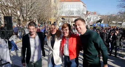 Mitin de Yolanda Díaz, líder de Sumar, junto a Marta Lois, Íñigo Errejón y Jorge Suárez, en Ferrol.