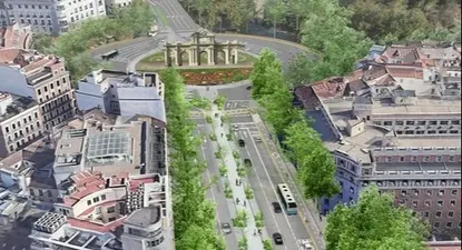 Recreación del bulevar peatonal, entre Cibeles y la Puerta de Alcalá.
