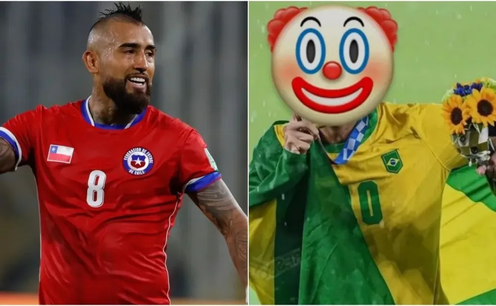 Arturo Vidal y la cara de payaso que colocó en la foto de Richarlison