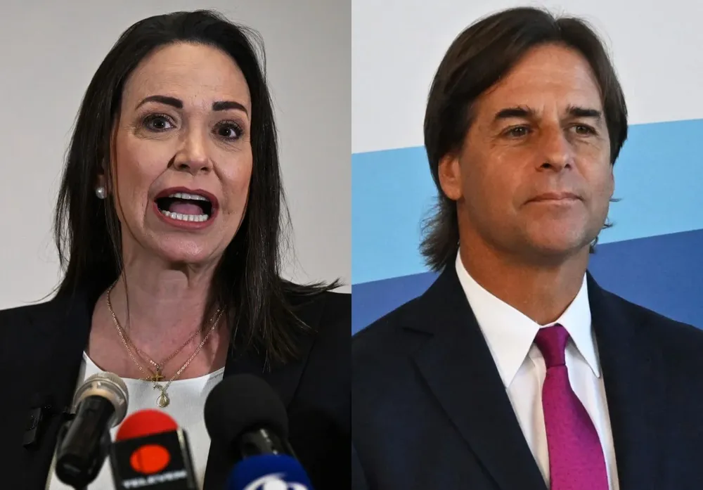 María Corina Machado y Luis Lacalle Pou