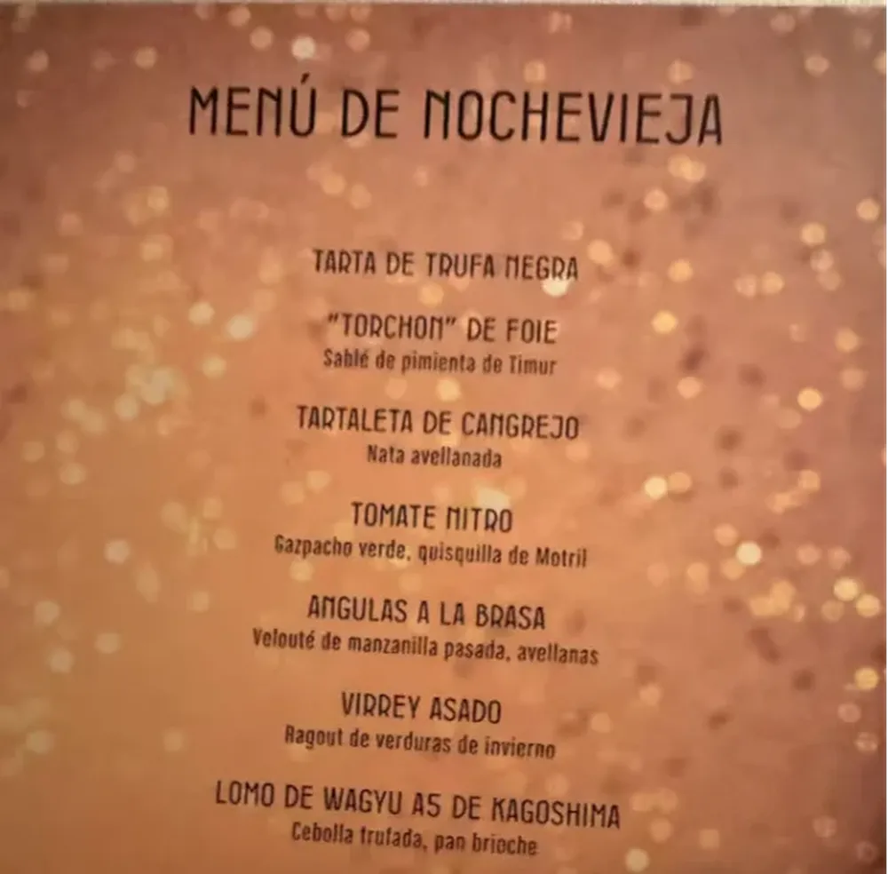 Menu de Nochevieja en el restaurante Dani, del hotel Four Seasons de Madrid