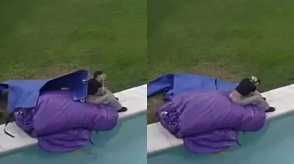 La famosa estaba armando un tobogán inflable cuando una de las lonas le golpeó la cara