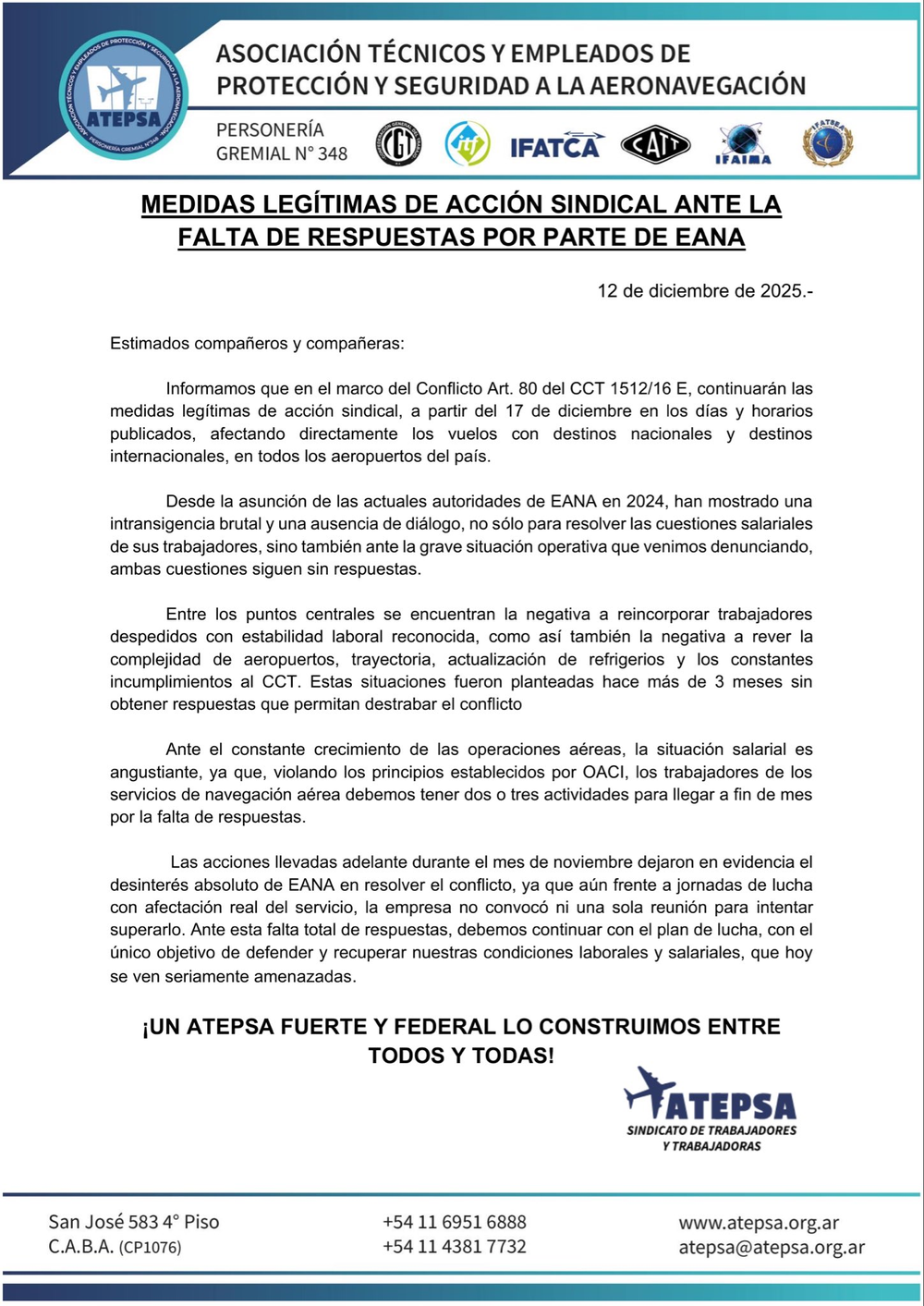 Comunicado ATEPSA