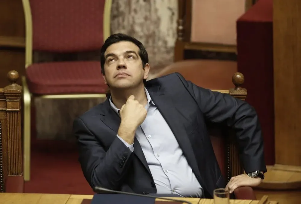 El primer ministro griego, Alexis Tsipras, el miércoles en el parlamento heleno durante el debate con los legisladores