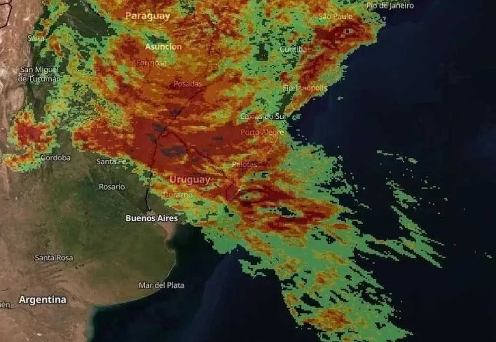 Tormentas en Uruguay y Brasil