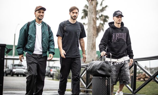 Giorgian De Arrascaeta, Matías Viña y Guillermo Varela