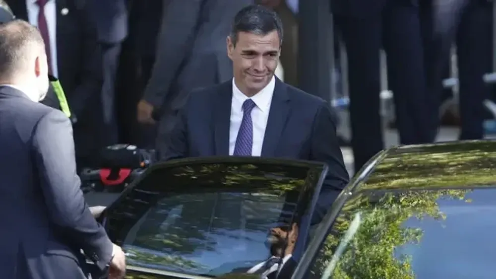 Pedro Sánchez, llegando al acto del Día de la Hispanidad.