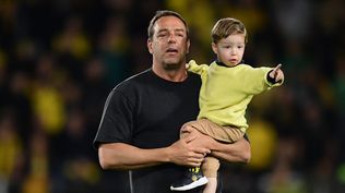 Ignacio Ruglio, presidente de Peñarol, en los festejos del Torneo Clausura