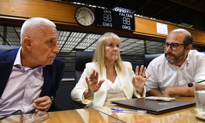 Carlos Negro, Carolina Cosse y Sebastián Valdomir en el Parlamento