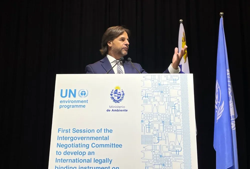 El presidente de la República, Luis Lacalle Pou, durante su discurso