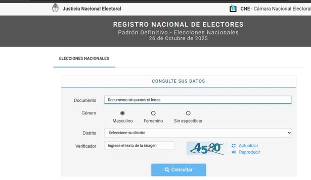 Dónde voto: publican el padrón electoral de las elecciones del domingo 26 octubre 2025