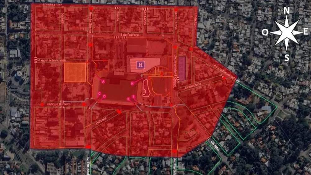 La enorme zona de exclusión que habrá en la final de la Copa Sudamericana que se jugará en el Estadio Domingo Burgueño de Maldonado