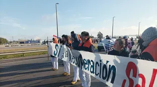 Movilización de trabajadores de la industria láctea.