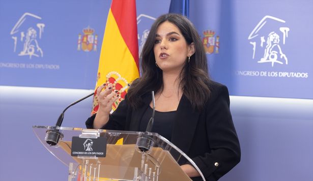 La portavoz de Vox, Pepa Millán, durante una rueda de prensa anterior a la Junta de Portavoces, en el Congreso de los Diputados.