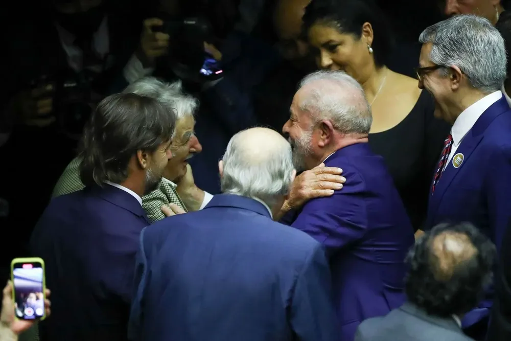 El encuentro del presidente brasileño con Lacalle Pou, Mujica y Sanguinetti