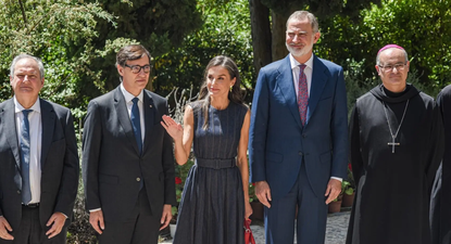 Los Reyes en su visita al Monasterio de Montserrat, en Barcelona. EUROPA PRESS