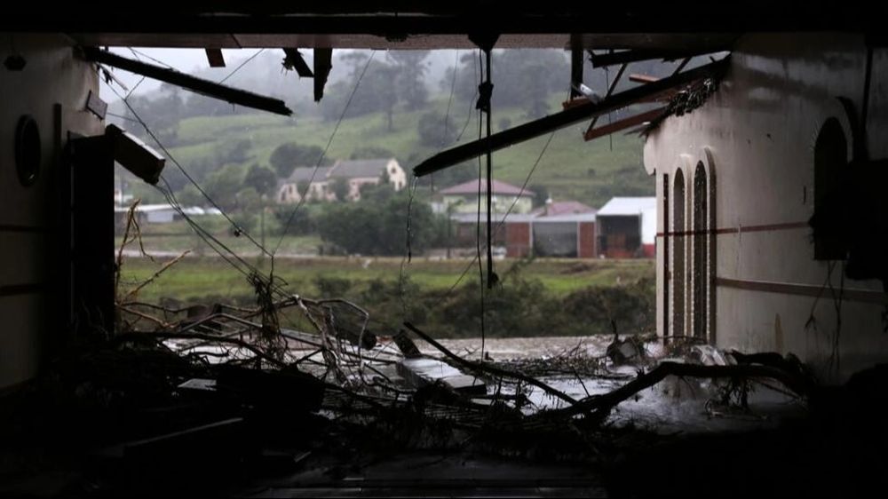 Vista de una casa parcialmente destruida por las fuertes lluvias en Sinimbu, en la región de Vale do Rio Pardo en Rio Grande do Sul