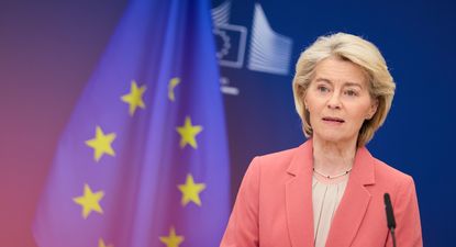La presidenta de la Comisión Europa, Ursula von der Leyen, durante una rueda de prensa en Bruselas.